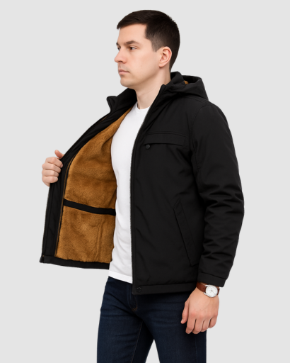 Veste d’hiver homme à capuche – Blouson chaud doublé polaire