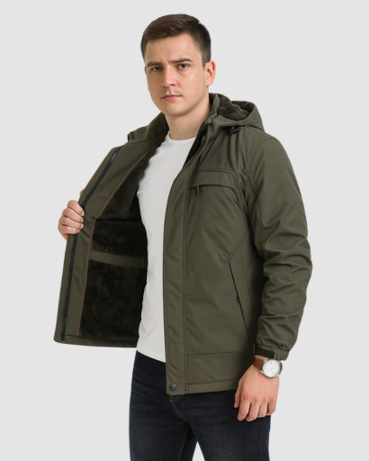 Veste d’hiver homme à capuche – Blouson chaud doublé polaire