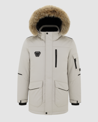 Parka Homme Hiver à Capuche Bordée d’Imitation Fourrure – Coupe Droite & Chaude
