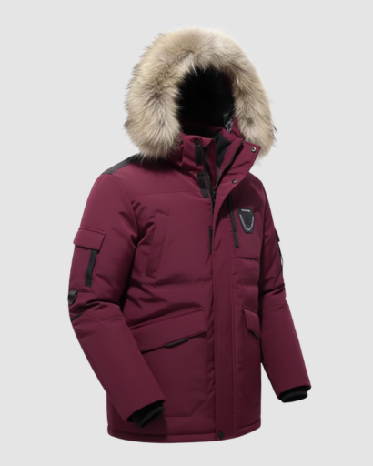 Parka Homme Hiver à Capuche Bordée d’Imitation Fourrure – Coupe Droite & Chaude