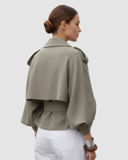 Trench Court Oversize à Ceinture – Veste Élégante et Moderne pour Femme