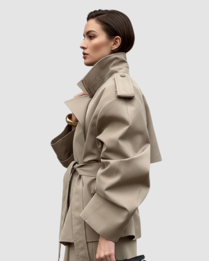 Trench Court Oversize à Ceinture – Veste Élégante et Moderne pour Femme