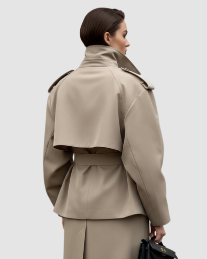 Trench Court Oversize à Ceinture – Veste Élégante et Moderne pour Femme