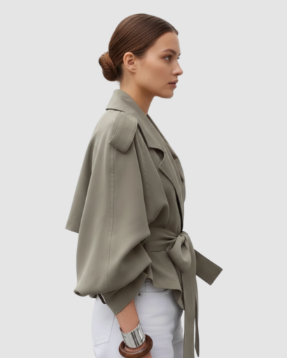 Trench Court Oversize à Ceinture – Veste Élégante et Moderne pour Femme