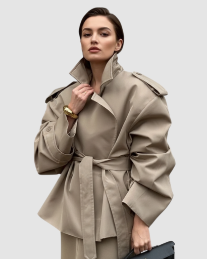 Trench Court Oversize à Ceinture – Veste Élégante et Moderne pour Femme