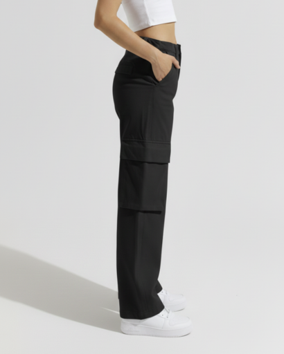 Pantalon Cargo Femme Taille Haute – Poches Latérales Coupe Large | Été Tendance
