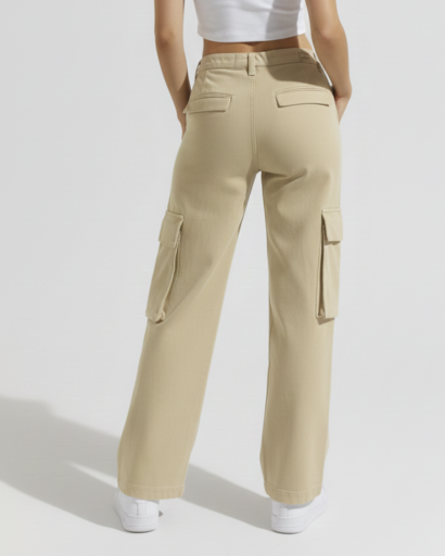 Pantalon Cargo Femme Taille Haute – Poches Latérales Coupe Large | Été Tendance