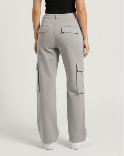 Pantalon Cargo Femme Taille Haute – Poches Latérales Coupe Large | Été Tendance