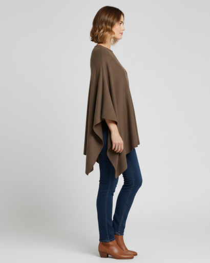 Poncho en Maille Fine pour Femme - Coupe Fluide et Élégante - Idéal Mi-Saison