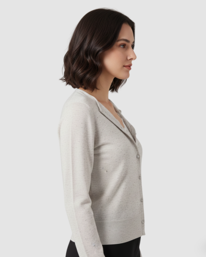 Cardigan ajusté à boutonnage classique et manches longues pour femme