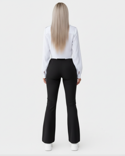 Ensemble Pantalon Taille Haute Chic et Chemisier Crop Top Blanc – Look Professionnel Moderne