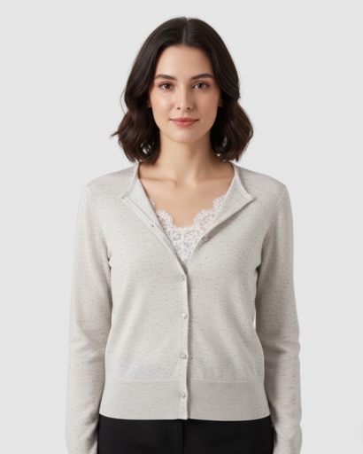 Cardigan ajusté à boutonnage classique et manches longues pour femme