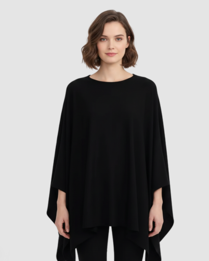 Poncho en Maille Fine pour Femme - Coupe Fluide et Élégante - Idéal Mi-Saison