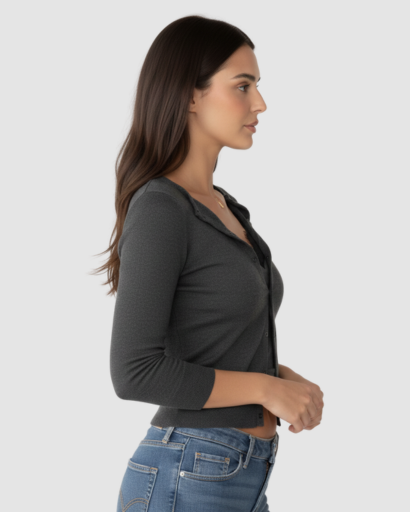 Cardigan ajusté à boutonnage classique et manches longues pour femme