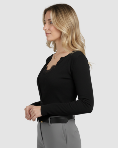 Cardigan ajusté à boutonnage classique et manches longues pour femme