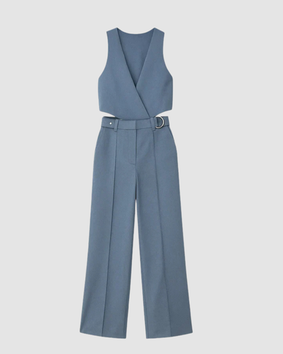 Combinaison pantalon large à découpes taille haute et col en V croisé