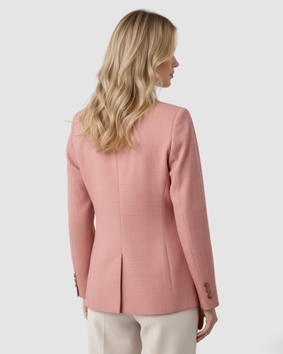 Blazer cintré à motif carreaux fins et col à revers cranté