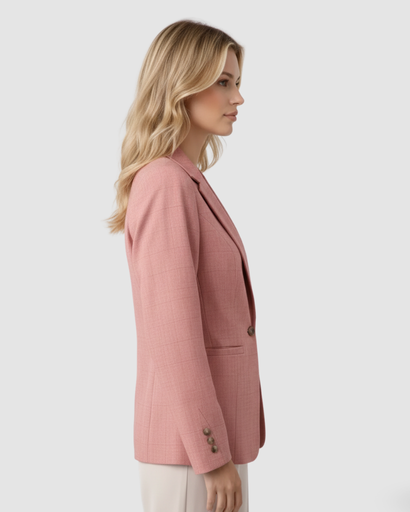 Blazer cintré à motif carreaux fins et col à revers cranté