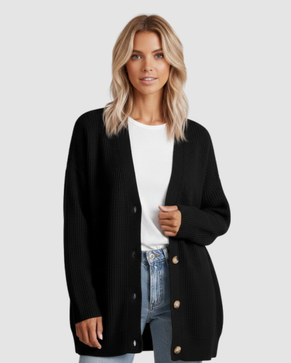 Cardigan femme en cachemire doux gilet boutonné coupe confortable pull luxe hiver