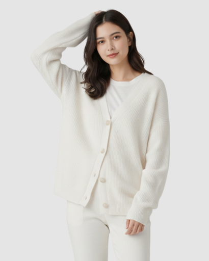 Cardigan femme en cachemire doux gilet boutonné coupe confortable pull luxe hiver