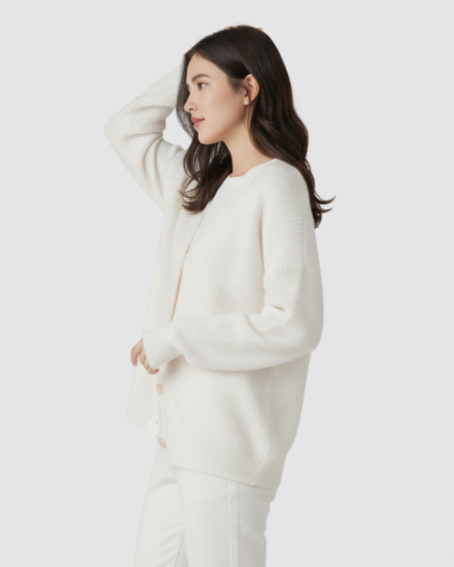 Cardigan femme en cachemire doux gilet boutonné coupe confortable pull luxe hiver