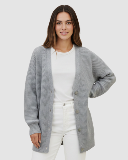 Cardigan femme en cachemire doux gilet boutonné coupe confortable pull luxe hiver