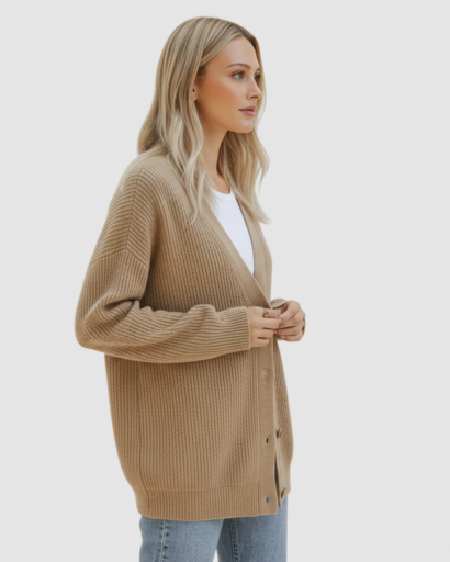 Cardigan femme en cachemire doux gilet boutonné coupe confortable pull luxe hiver