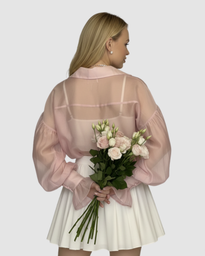 Chemise Fluide à Manches Bouffantes et Poignets Évasés