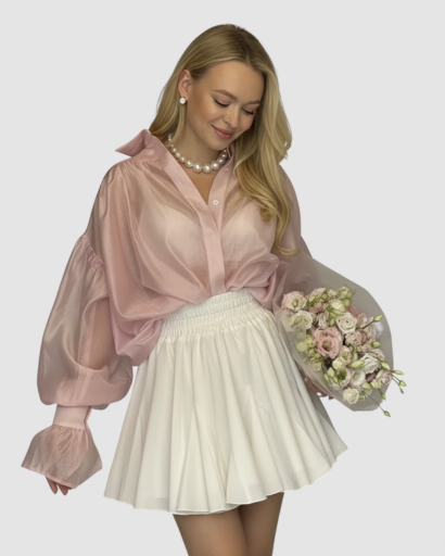 Chemise Fluide à Manches Bouffantes et Poignets Évasés