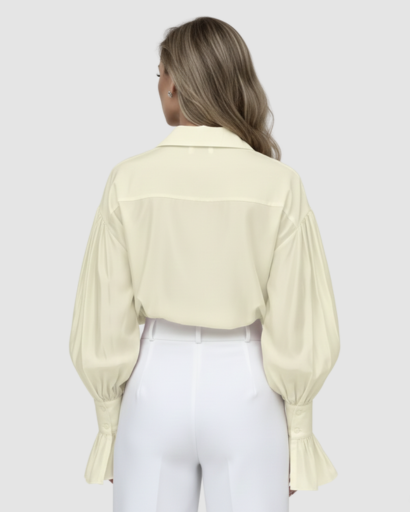 Chemise Fluide à Manches Bouffantes et Poignets Évasés