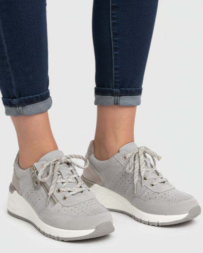 Baskets Compensées à Détails Métallisés et Fermeture Éclair Latérale