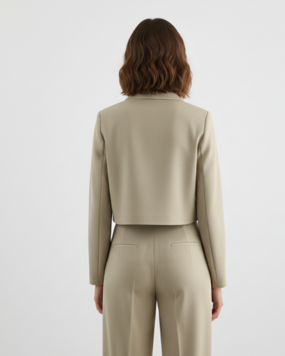 Ensemble Tailleur Cropped Veste à Poches Cargo et Pantalon à Pinces
