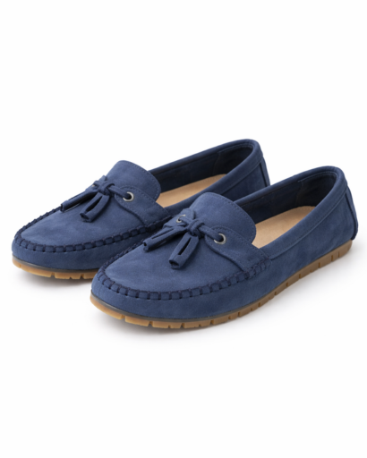 Mocassins femme style classique à pampilles avec couture apparente et semelle crantée
