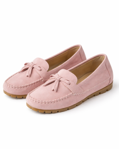 Mocassins femme style classique à pampilles avec couture apparente et semelle crantée