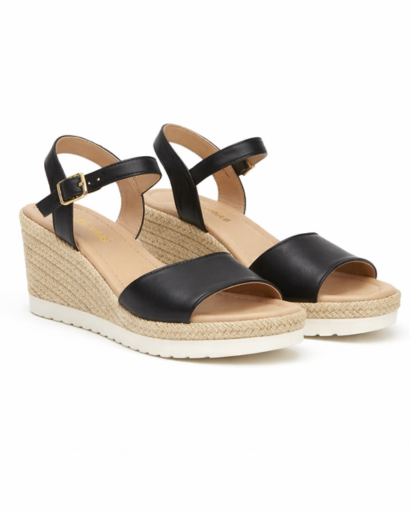 Sandales Femme Compensées à Bride Cheville avec Semelle Tressée Style Espadrille