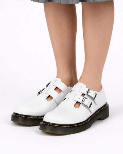 Chaussures Femme Style Mary Jane à Double Boucle avec Semelle Crantée et Perforations Décoratives