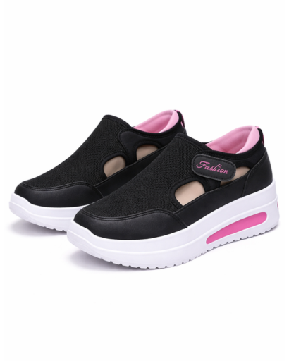 Baskets femme slip-on compensées à découpe latérale avec semelle épaisse texturée