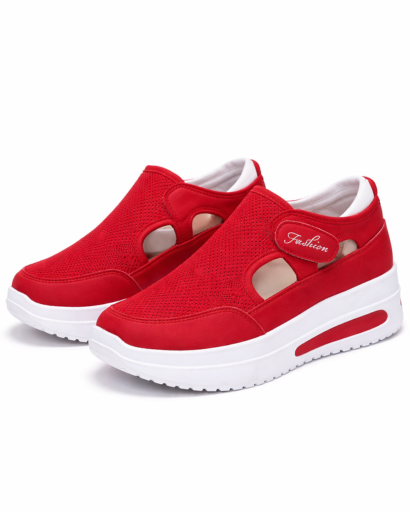 Baskets femme slip-on compensées à découpe latérale avec semelle épaisse texturée
