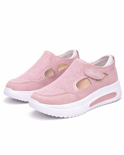 Baskets femme slip-on compensées à découpe latérale avec semelle épaisse texturée
