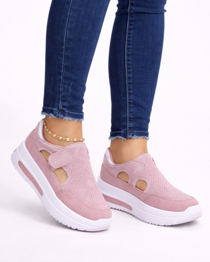 Baskets femme slip-on compensées à découpe latérale avec semelle épaisse texturée
