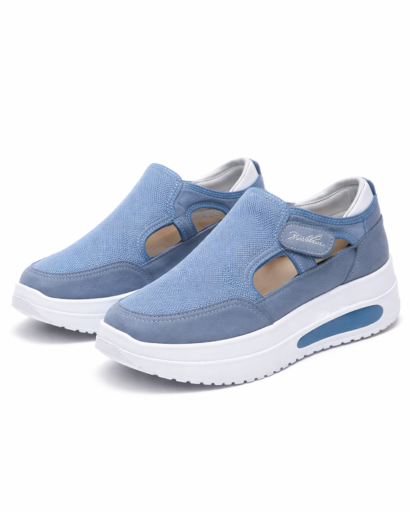 Baskets femme slip-on compensées à découpe latérale avec semelle épaisse texturée