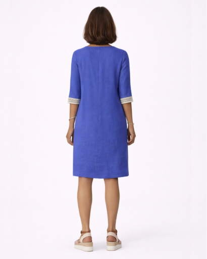 Robe Femme Col V Broderie Manches
