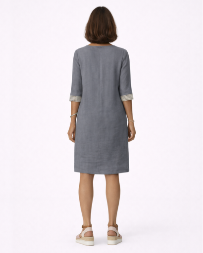 Robe Femme Col V Broderie Manches