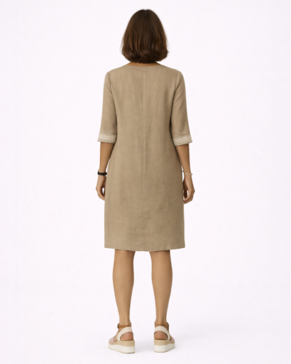 Robe Femme Col V Broderie Manches