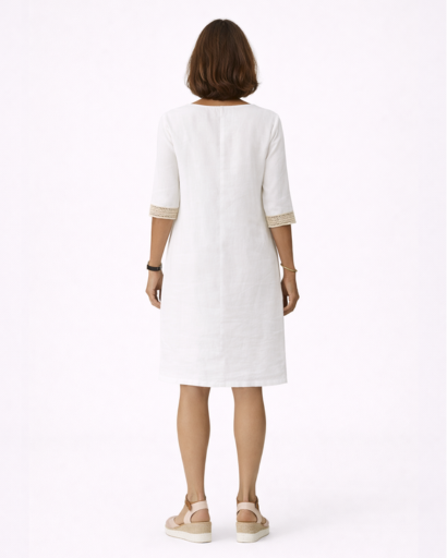 Robe Femme Col V Broderie Manches