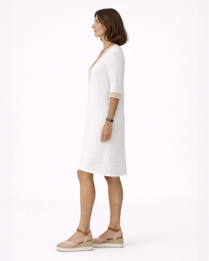 Robe Femme Col V Broderie Manches