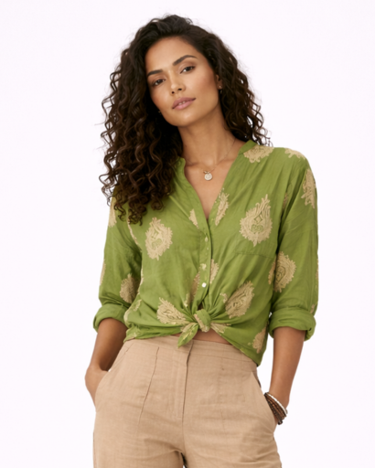 Chemise Femme Imprimé Floral Manches Longues