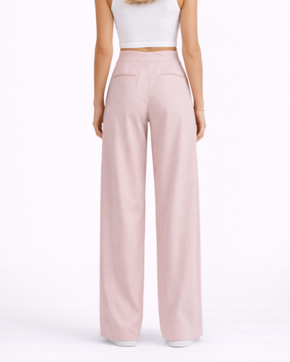 Pantalon Femme Large Taille Haute Plissé