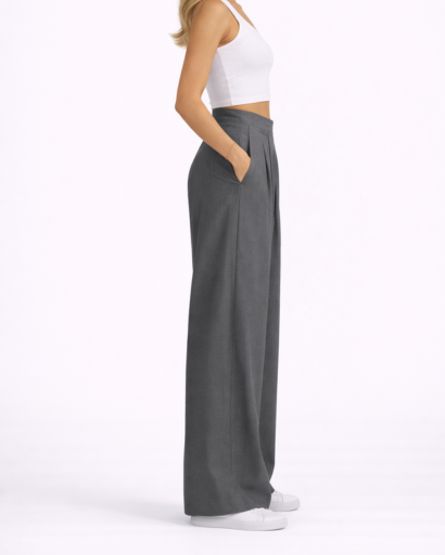 Pantalon Femme Large Taille Haute Plissé