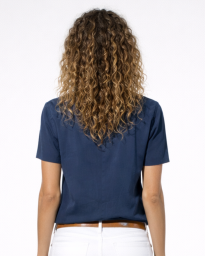 Chemisier Femme Manches Courtes Poches Poitrine